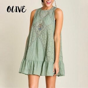 Umgee Mock Neck Lace Dress